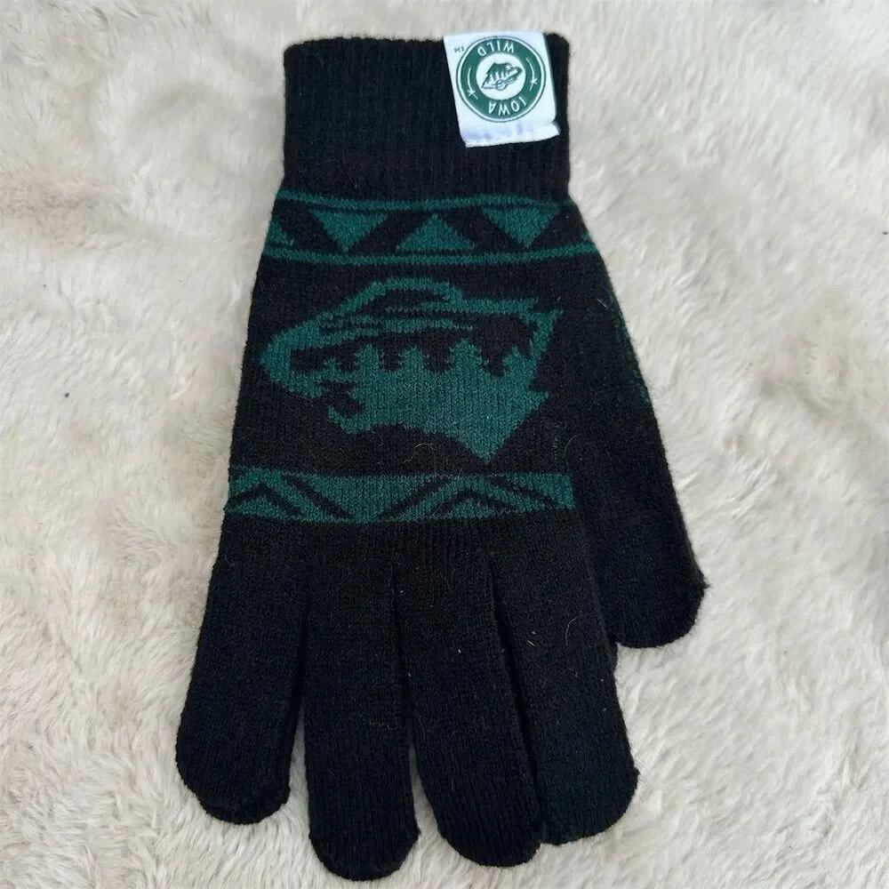 Minnesota Wild NHL Unisex Black Knit Gloves with Team Logo